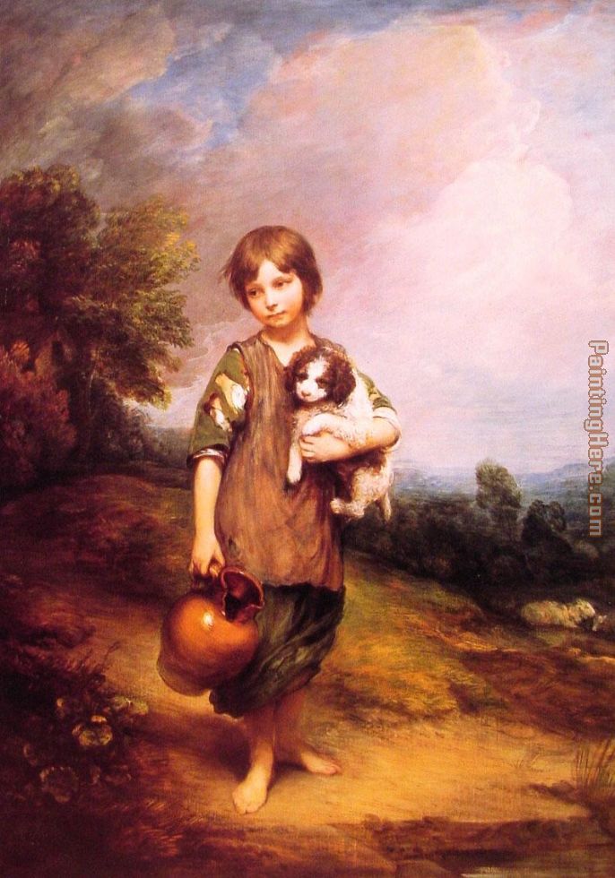Cottage Girl with Dog and Pitcher painting - Thomas Gainsborough Cottage Girl with Dog and Pitcher art painting